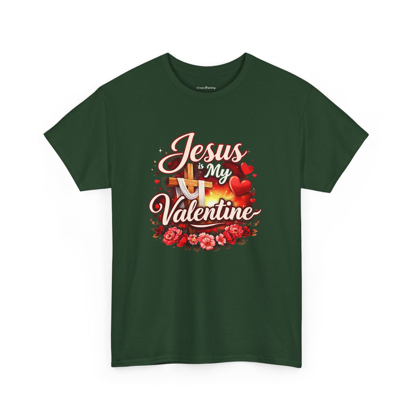 Jesus My Valentine T-Shirt — Christian Valentine Tee with Cross & Hearts