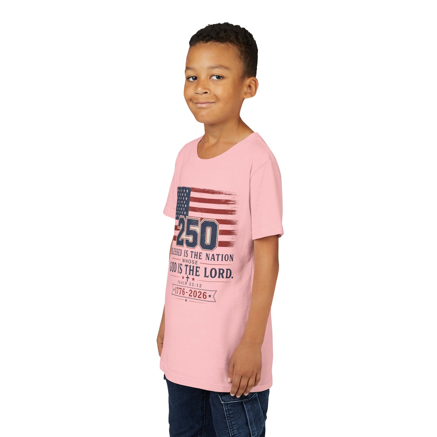 Youth Tee — 250th USA Celebration "Blessed Is the Nation" Patriotic T‑Shirt (1776–2026)