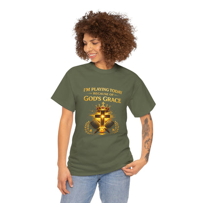 God’s Grace Tee — "I’m Playing Today Because of God’s Grace" Christian T-Shirt (Ephesians 2:8-10)