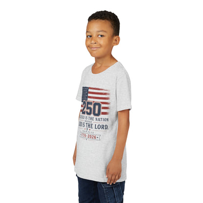 Youth Tee — 250th USA Celebration "Blessed Is the Nation" Patriotic T‑Shirt (1776–2026)