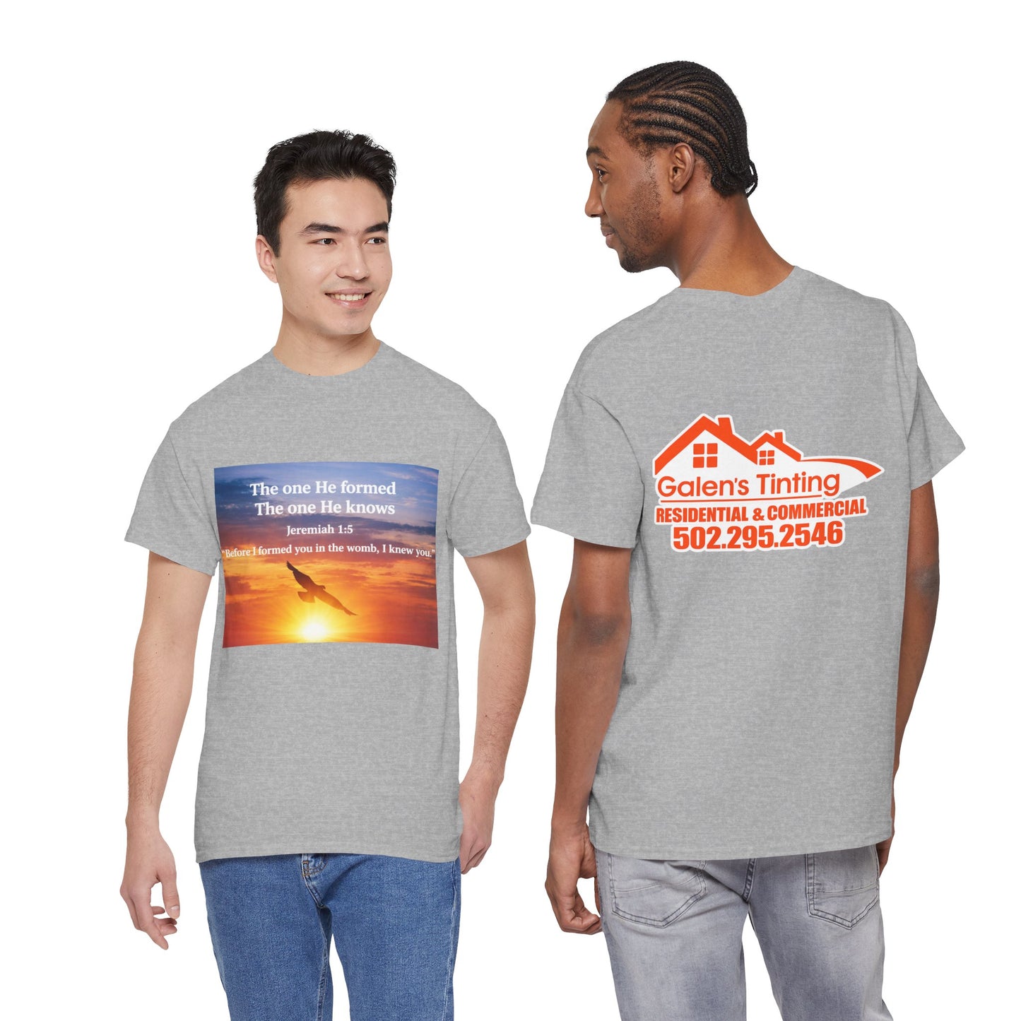 Christian Sunset T-Shirt — "Before I Formed You I Knew You" Scripture Tee