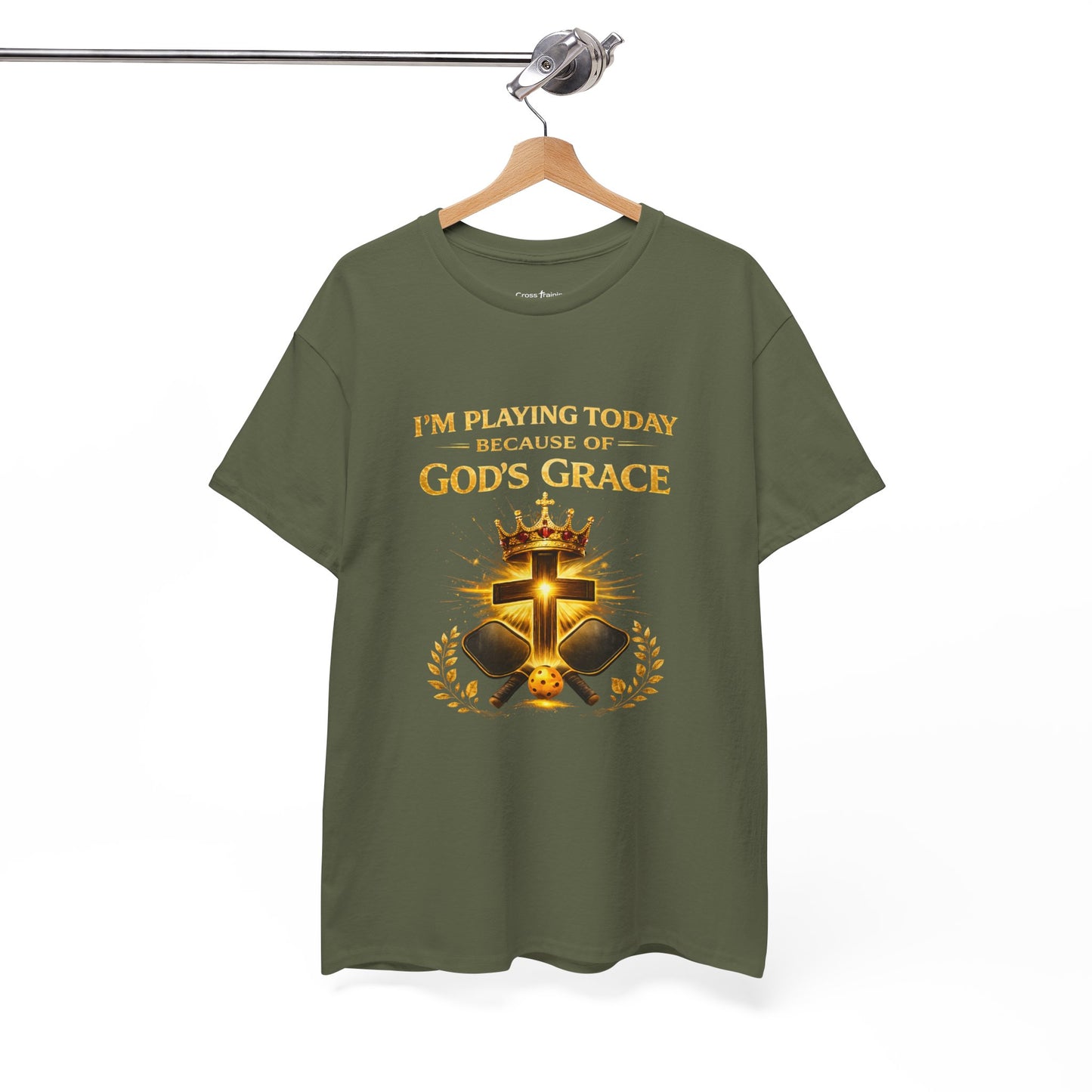 God’s Grace Tee — "I’m Playing Today Because of God’s Grace" Christian T-Shirt (Ephesians 2:8-10)
