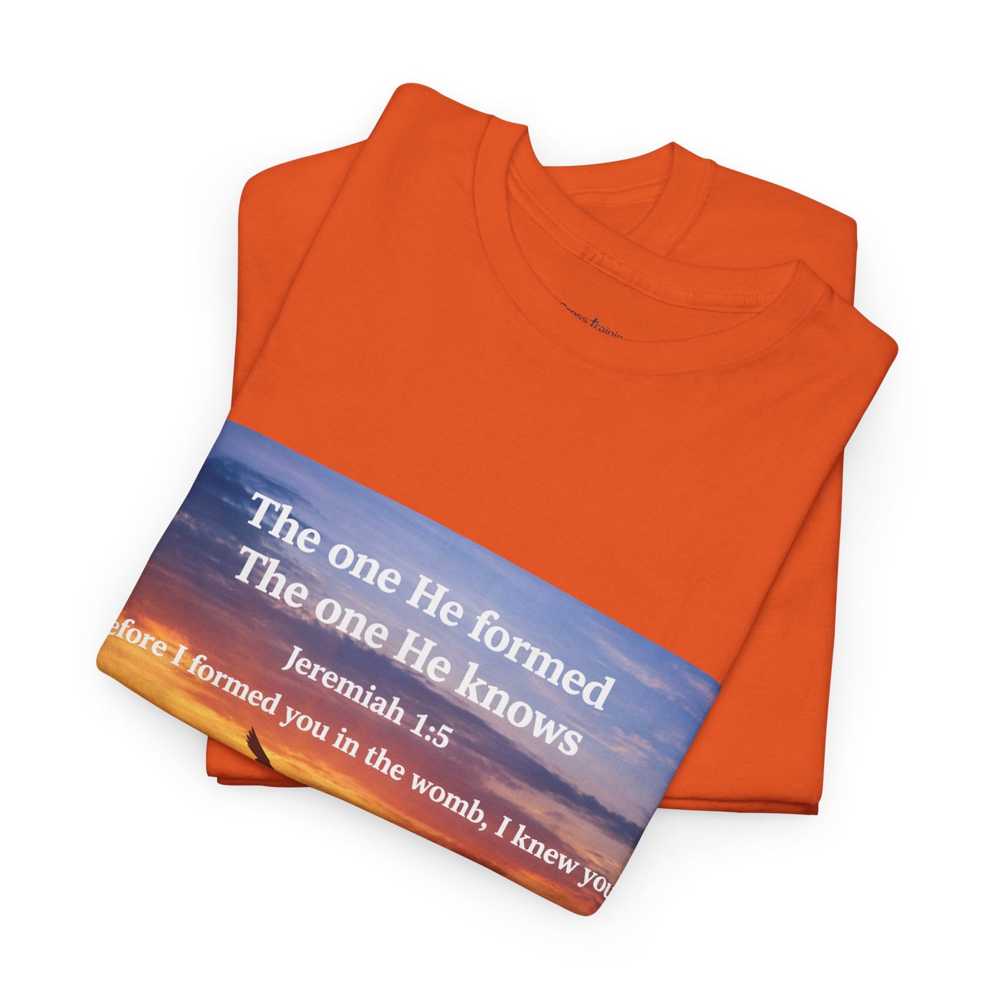Christian Sunset T-Shirt — "Before I Formed You I Knew You" Scripture Tee