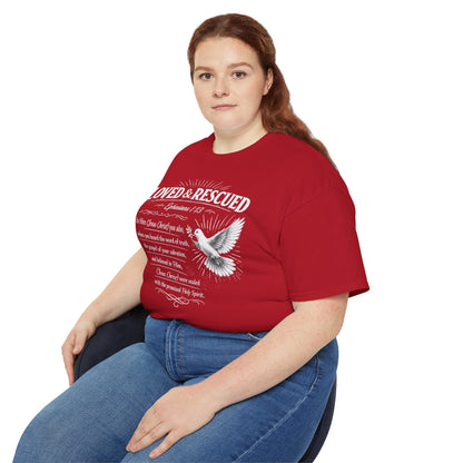 Loved & Rescued Tee — Ephesians 1:13 Christian Dove T‑Shirt