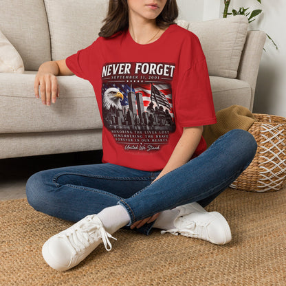 Never Forget 9/11 Memorial T-Shirt — American Flag & Eagle Tribute