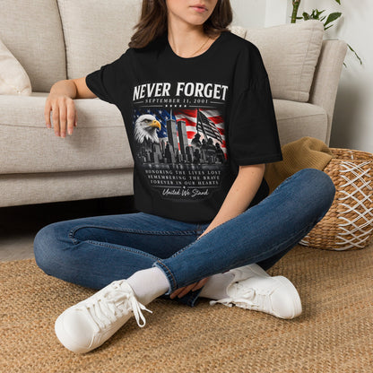 Never Forget 9/11 Memorial T-Shirt — American Flag & Eagle Tribute