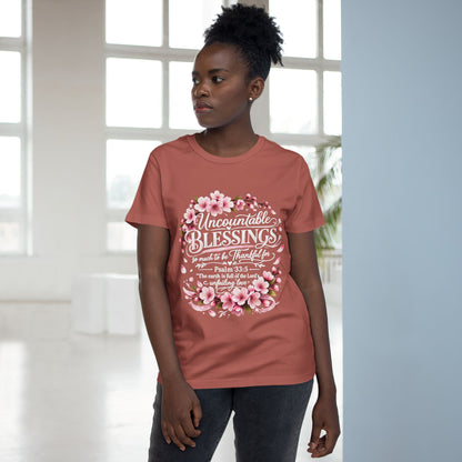 Uncountable Blessings Women’s Tee – Floral Psalm 33:5 Inspirational Shirt