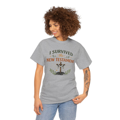 I Survived the New Testament T-Shirt — Christian Faith Cross Tee