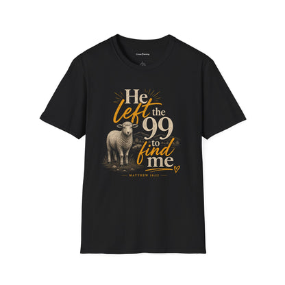 He Left the 99 T-Shirt — Christian Shepherd & Lamb Faith Tee
