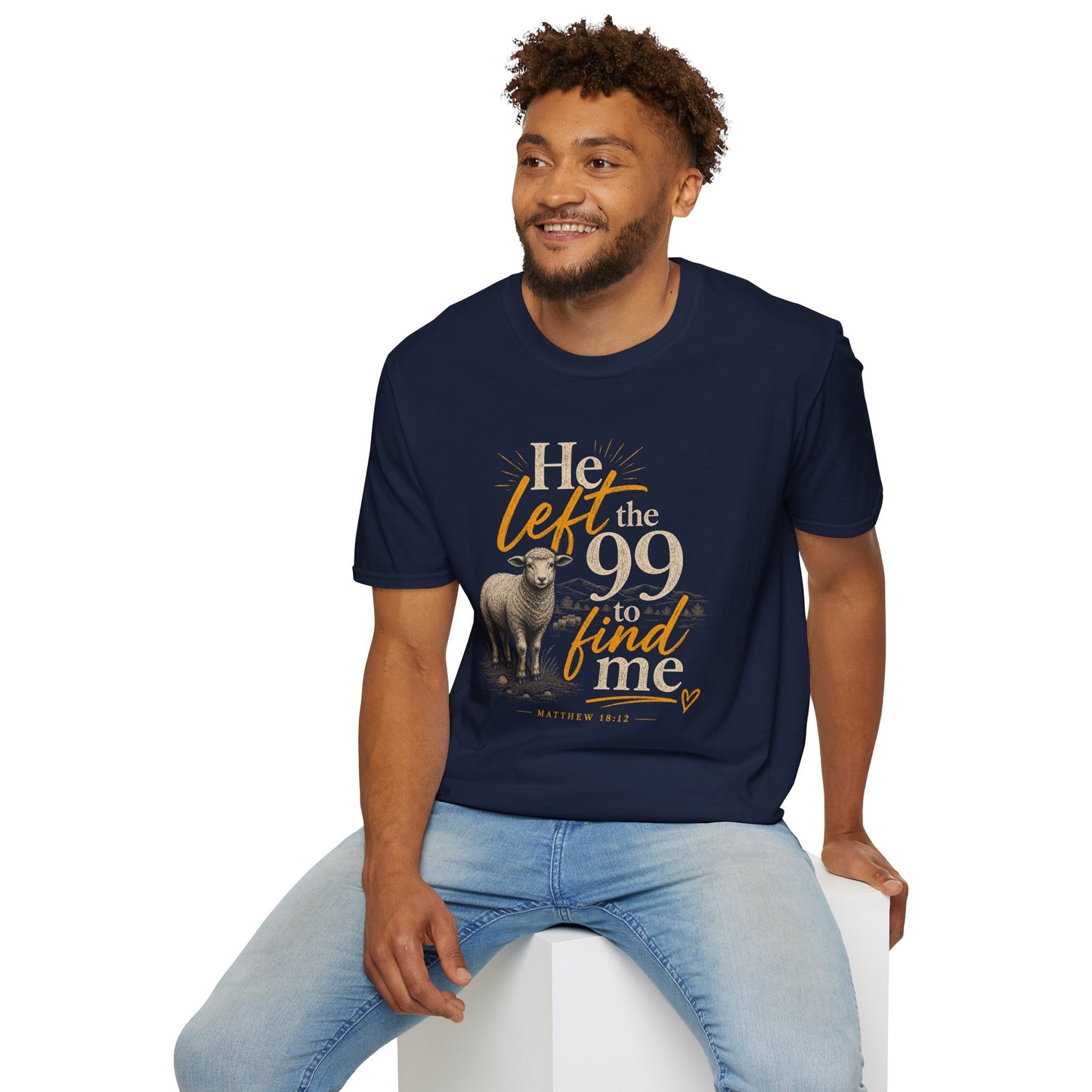 He Left the 99 T-Shirt — Christian Shepherd & Lamb Faith Tee