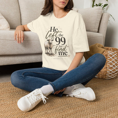 He Left the 99 T-Shirt — Christian Shepherd & Lamb Faith Tee