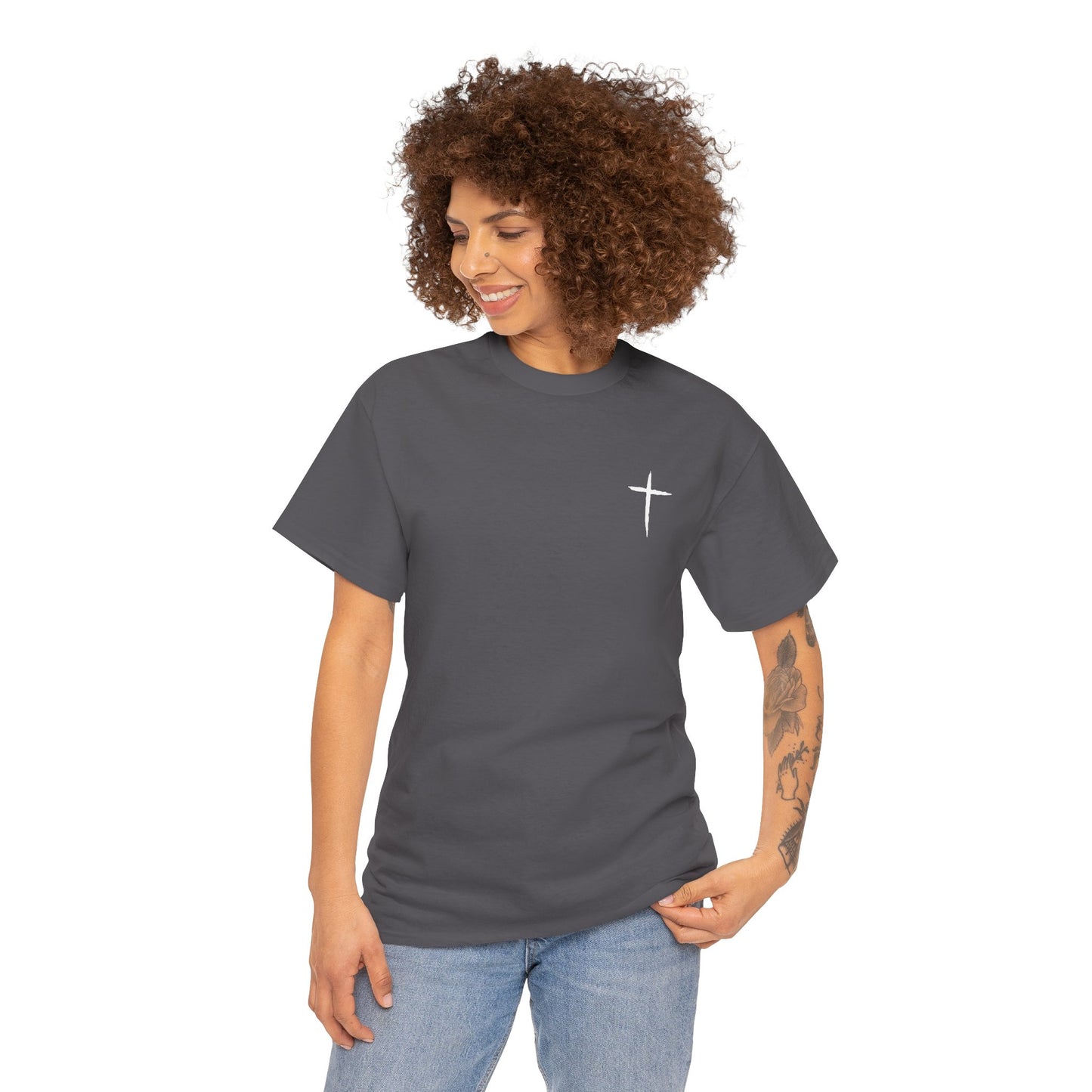 Christian Cross Tee — "May Heavenly Things Constantly Interrupt Our Earthly Things" Inspirational T‑Shirt