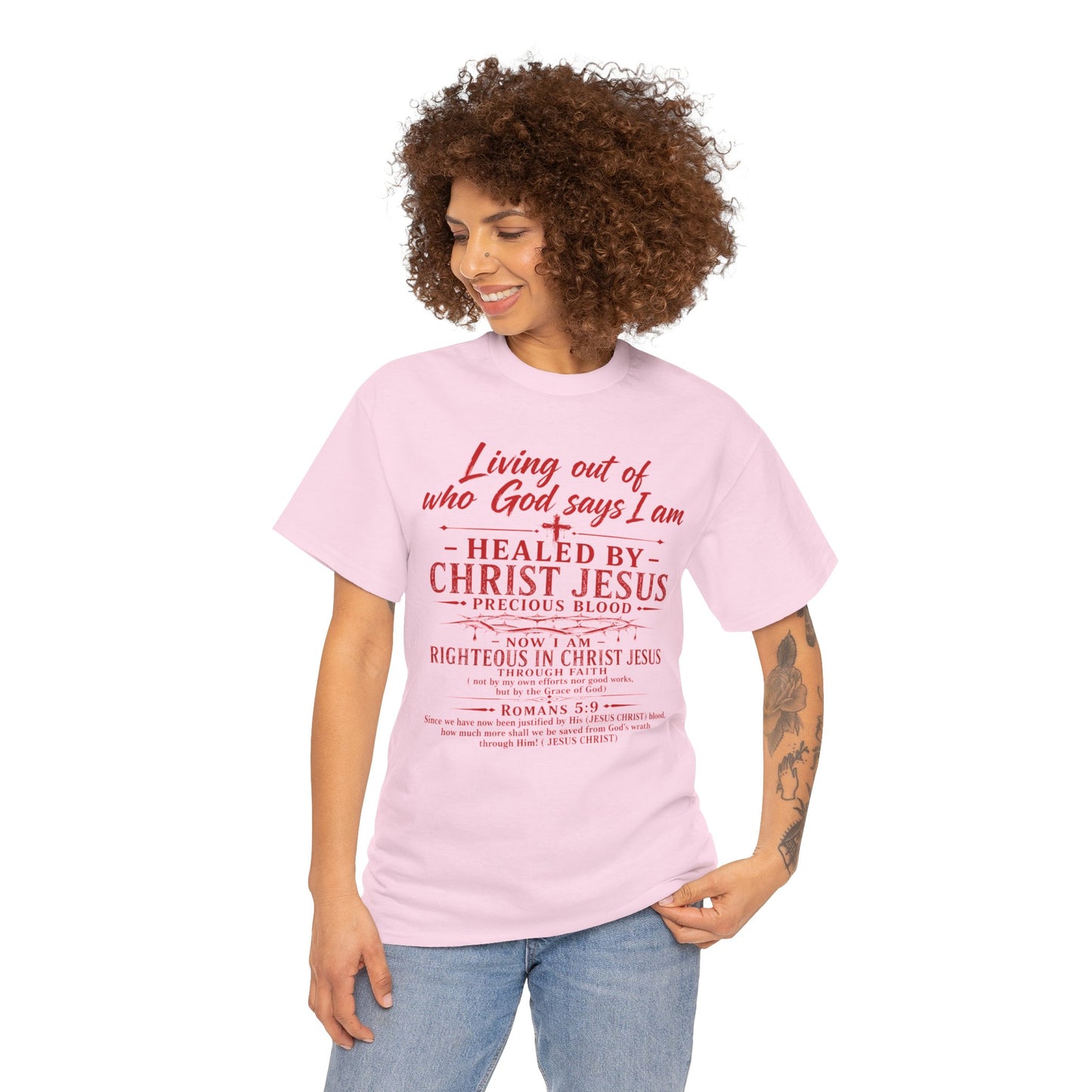 Christian Faith T-Shirt — "Living Out of Who God Says I Am" Inspirational Tee