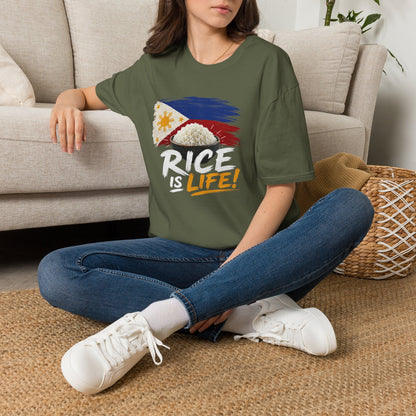 Rice Is Life T-Shirt — Filipino Flag Rice Bowl Graphic Tee