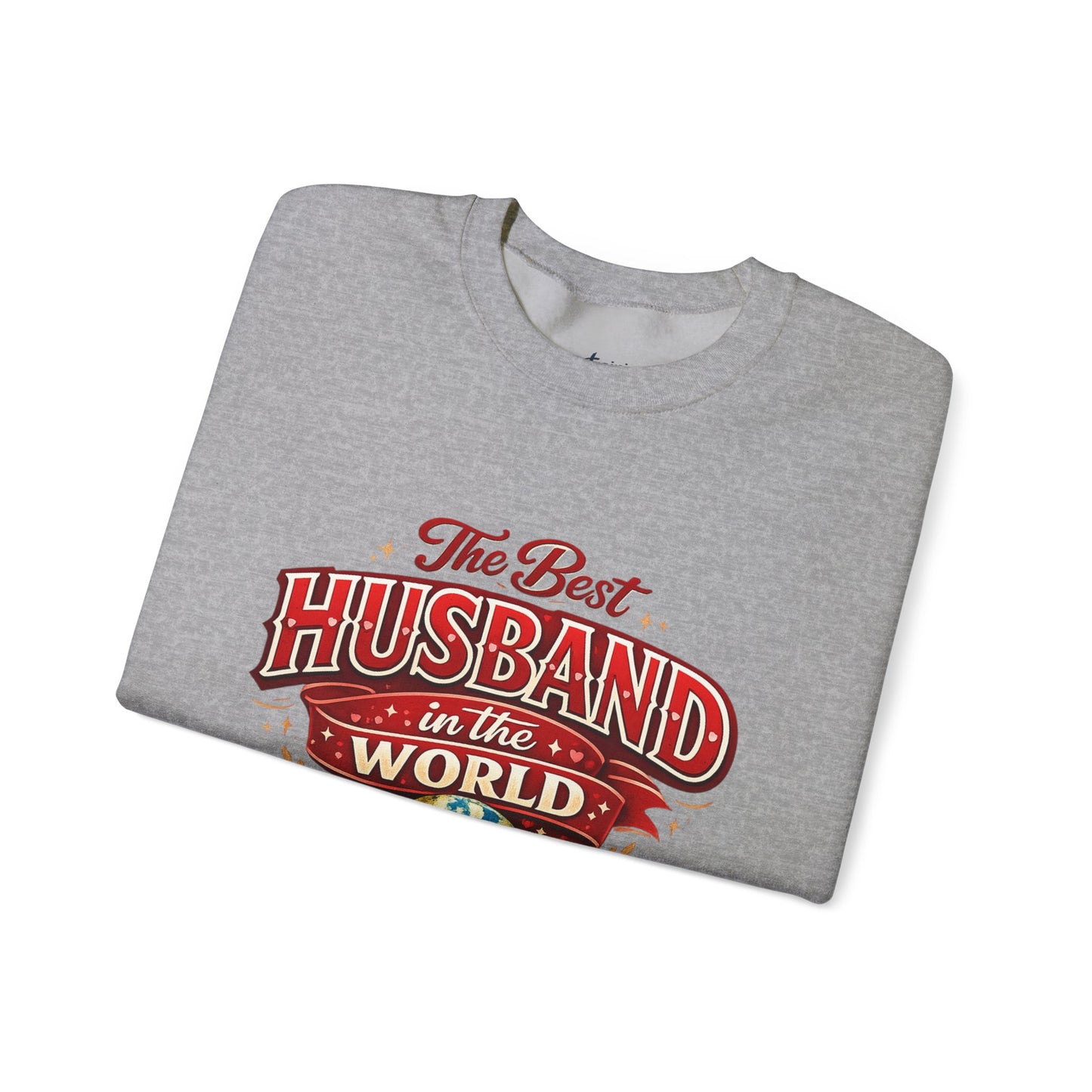 Crewneck Sweatshirt — "The Best Husband in the World" Vintage Globe Gift