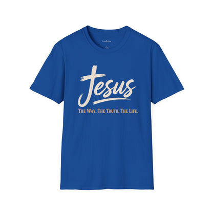 Jesus Script T‑Shirt — 'Jesus: The Way. The Truth. The Life.' Christian Faith Tee