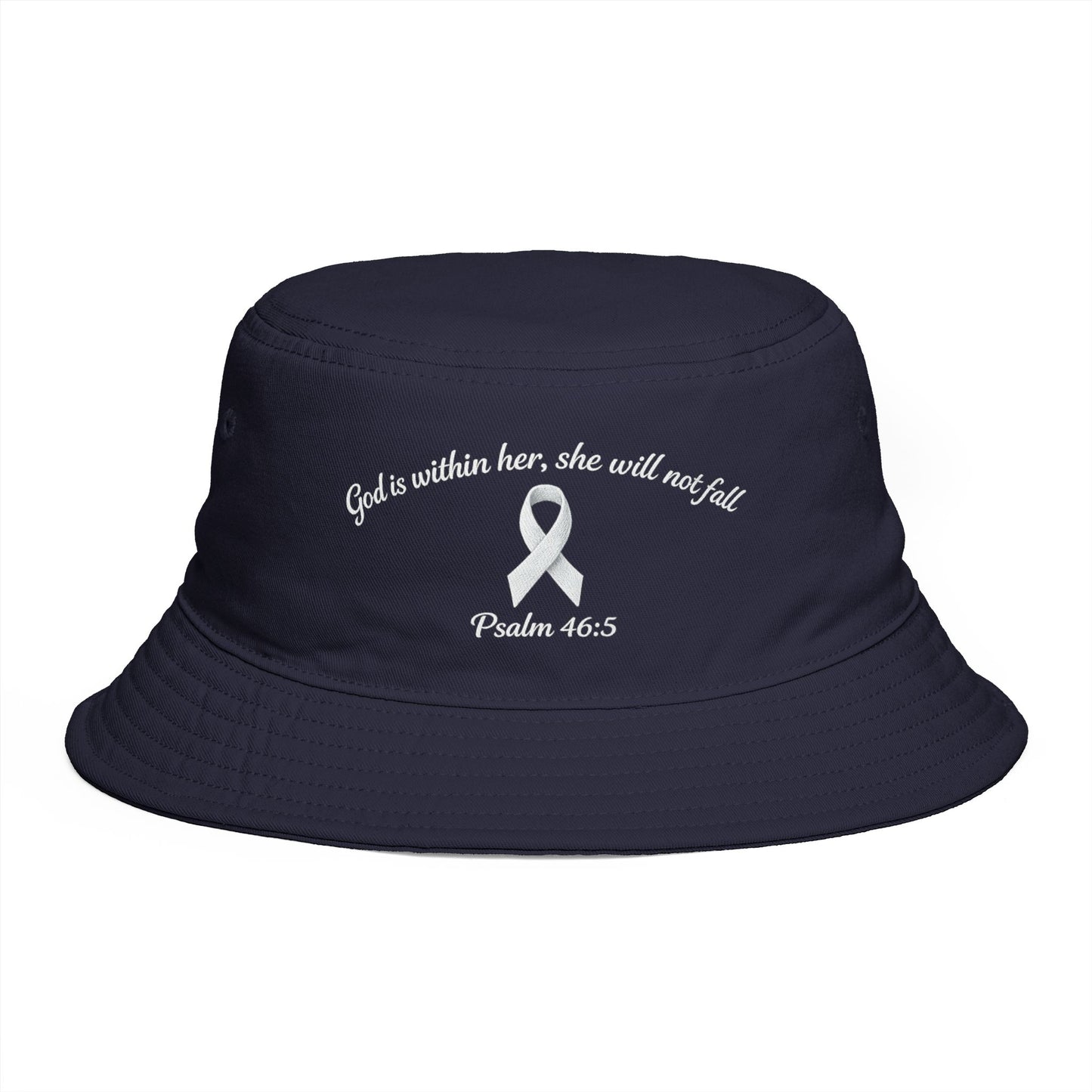Bucket Hat — Psalm 46:5 Faith Ribbon Bucket Hat (God Is Within Her)
