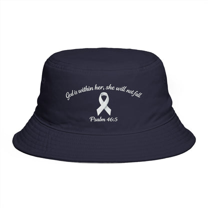 Bucket Hat — Psalm 46:5 Faith Ribbon Bucket Hat (God Is Within Her)