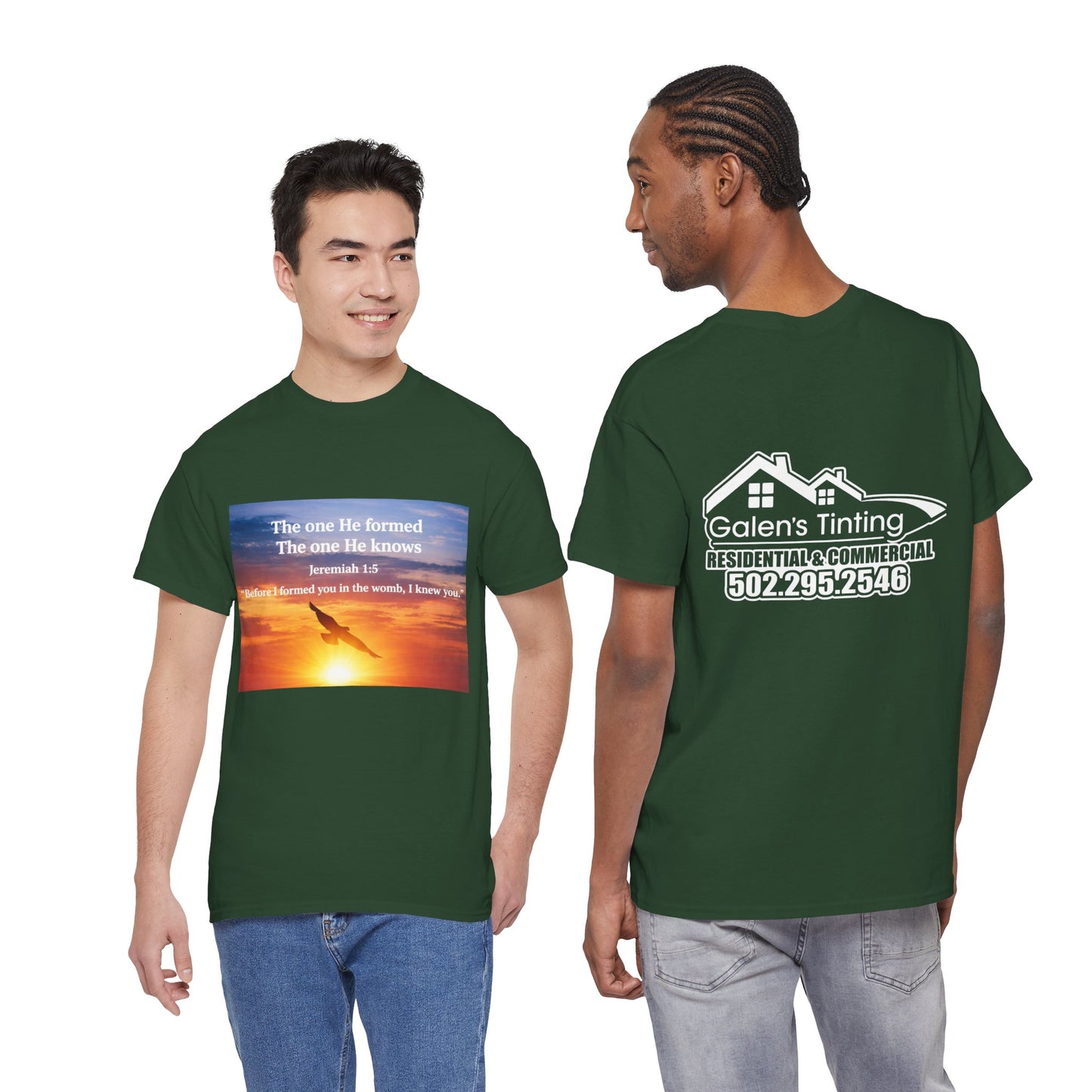 Christian Sunset T-Shirt — "Before I Formed You I Knew You" Scripture Tee