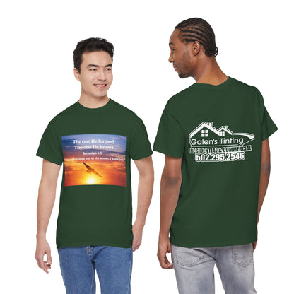 Christian Sunset T-Shirt — "Before I Formed You I Knew You" Scripture Tee