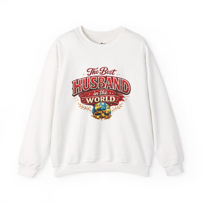 Crewneck Sweatshirt — "The Best Husband in the World" Vintage Globe Gift