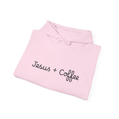 Jesus + Coffee Unisex Heavy Blend Hoodie, Inspirational Sweatshirt, Cozy Gift for Coffee Lovers, Faith-Based Apparel, Christian Hoodie