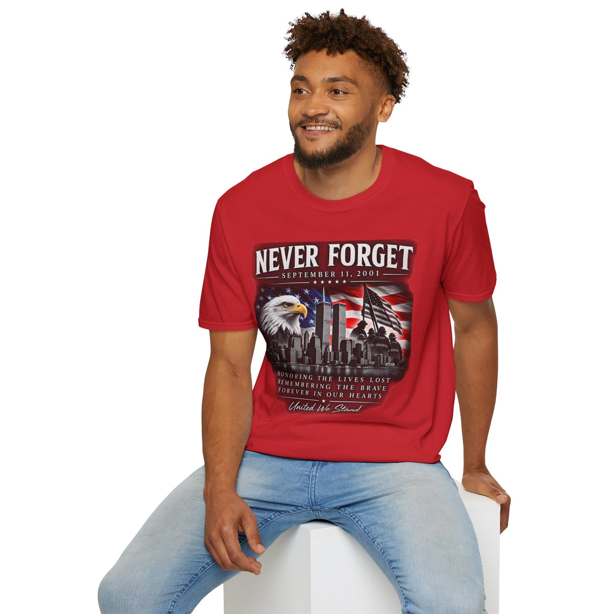 Never Forget 9/11 Memorial T-Shirt — American Flag & Eagle Tribute