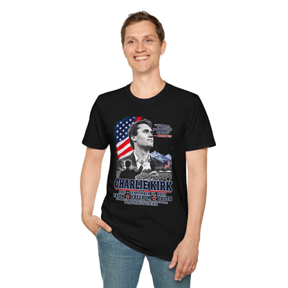 Charlie Kirk Tribute T-Shirt — "Well done, good and faithful servant" Matthew 25:21