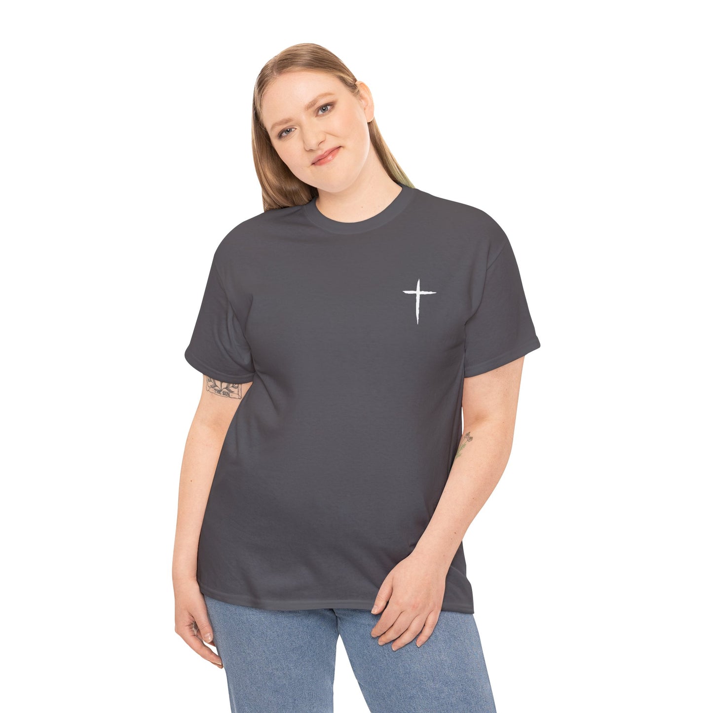 Christian Cross Tee — "May Heavenly Things Constantly Interrupt Our Earthly Things" Inspirational T‑Shirt