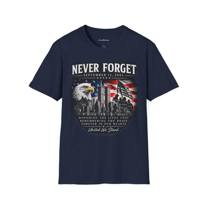 Never Forget 9/11 Memorial T-Shirt — American Flag & Eagle Tribute