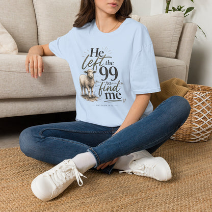 He Left the 99 T-Shirt — Christian Shepherd & Lamb Faith Tee
