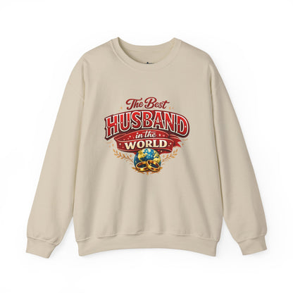 Crewneck Sweatshirt — "The Best Husband in the World" Vintage Globe Gift