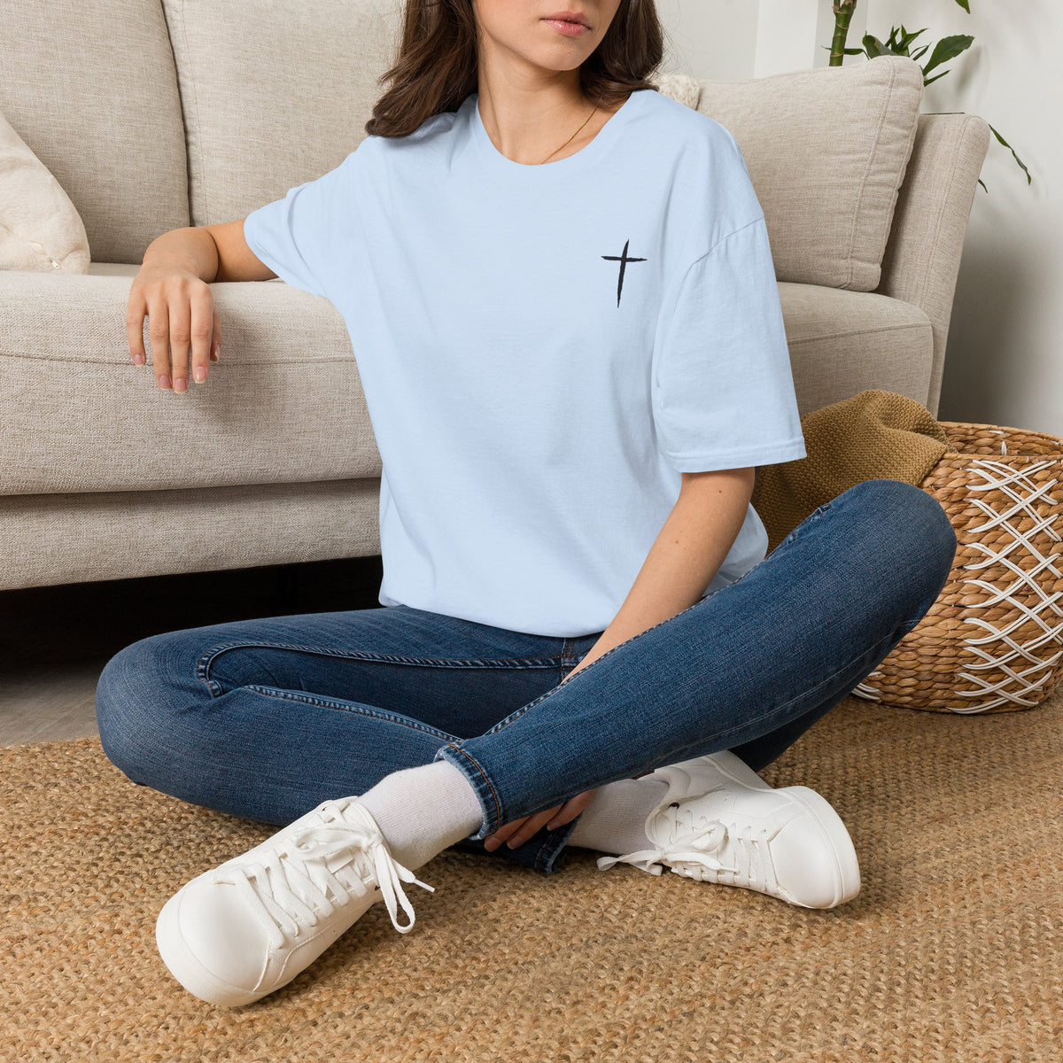 Minimal Cross T-Shirt – Small Chest Christian Cross Tee