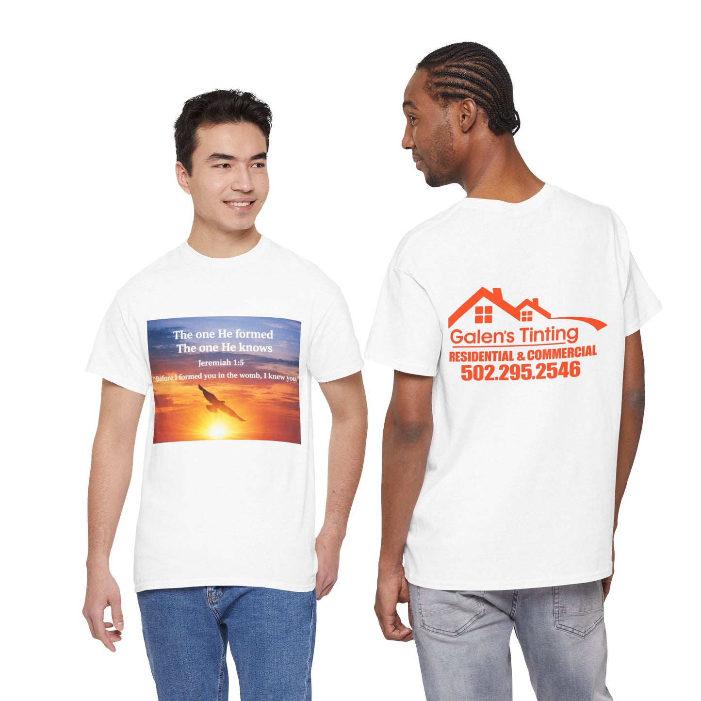 Christian Sunset T-Shirt — "Before I Formed You I Knew You" Scripture Tee