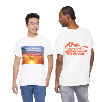 Christian Sunset T-Shirt — "Before I Formed You I Knew You" Scripture Tee