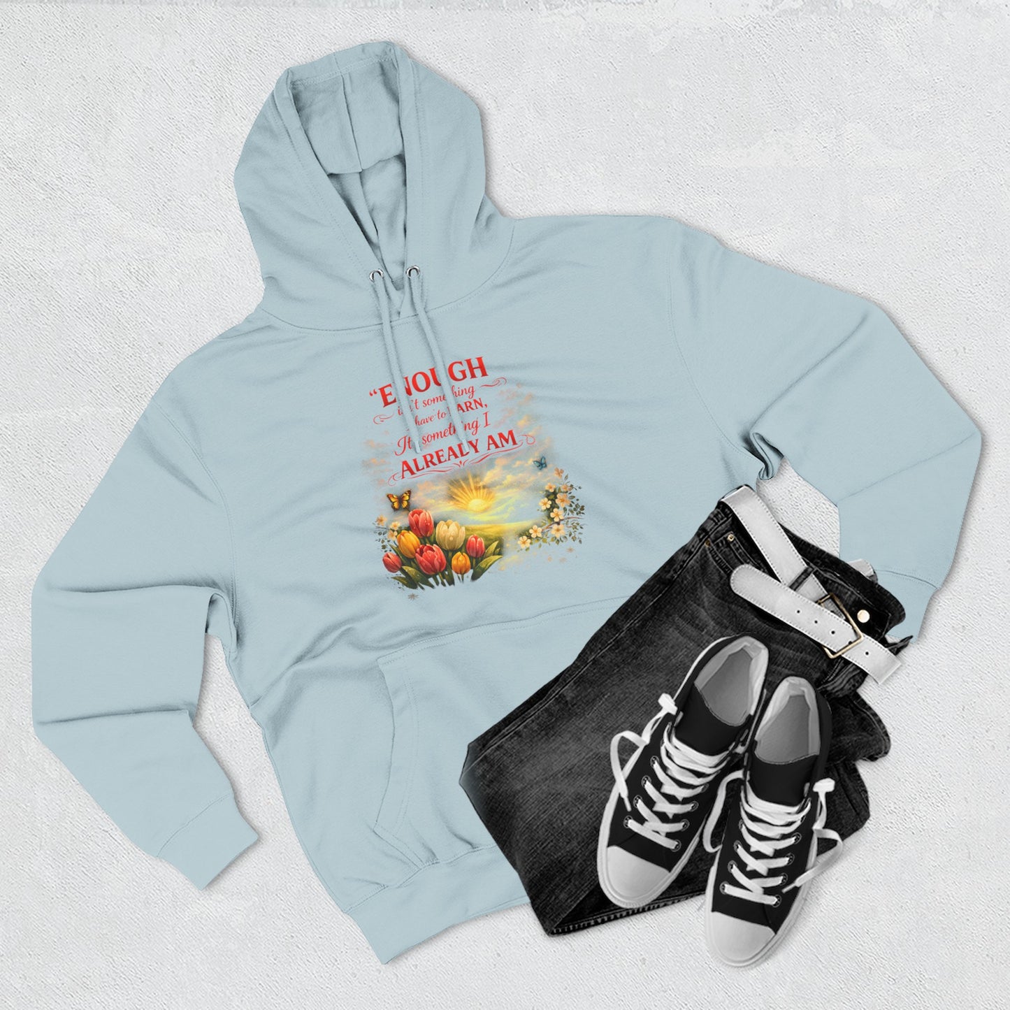 Christian Hoodie — Spiritual Scripture Floral Design ("Even Before He Made the World")