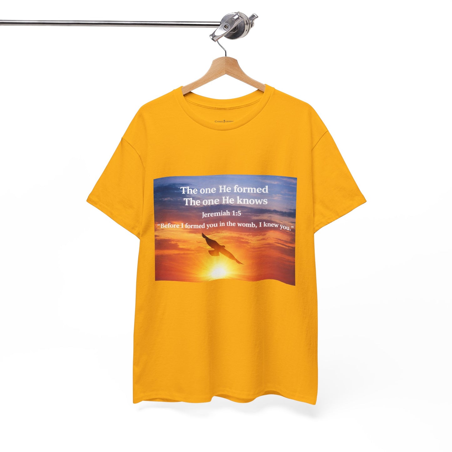 Christian Sunset T-Shirt — "Before I Formed You I Knew You" Scripture Tee