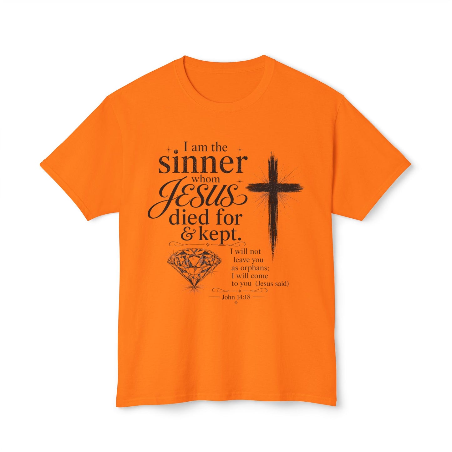 Christian Faith T-Shirt — "I am the sinner whom Jesus died for & kept" Pink Tee