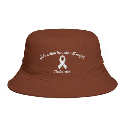 Bucket Hat — Psalm 46:5 Faith Ribbon Bucket Hat (God Is Within Her)
