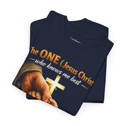 Christian T-Shirt — "The ONE (Jesus Christ)" Cross & Romans 5:8 Inspirational Tee