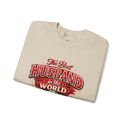 Crewneck Sweatshirt — "The Best Husband in the World" Vintage Globe Gift