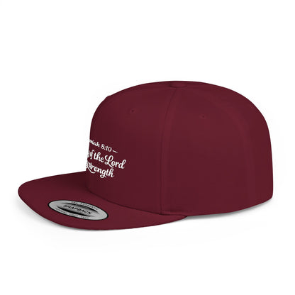 Flat Bill Snapback Hat — "The joy of the Lord is my strength" (Nehemiah 8:10)