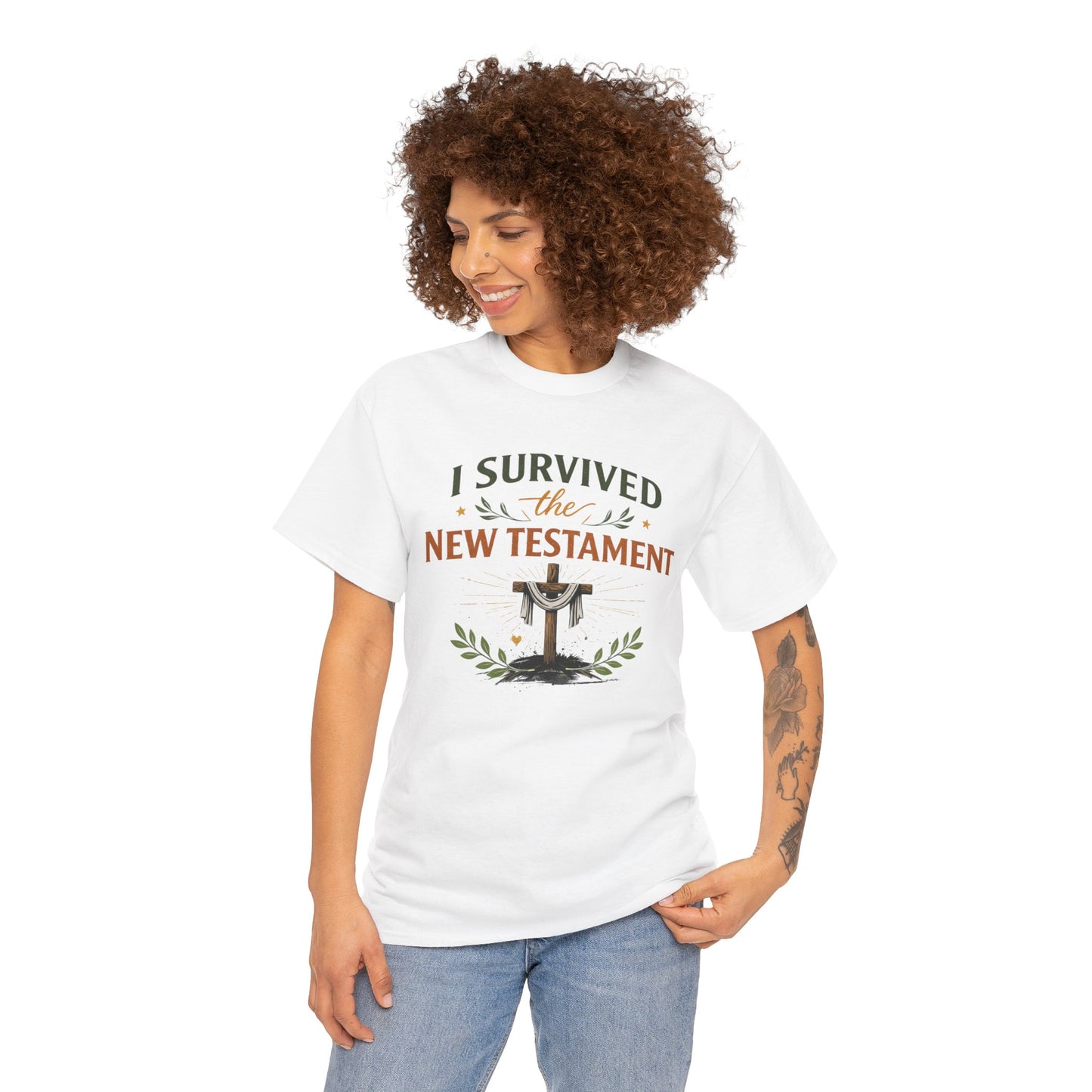 I Survived the New Testament T-Shirt — Christian Faith Cross Tee