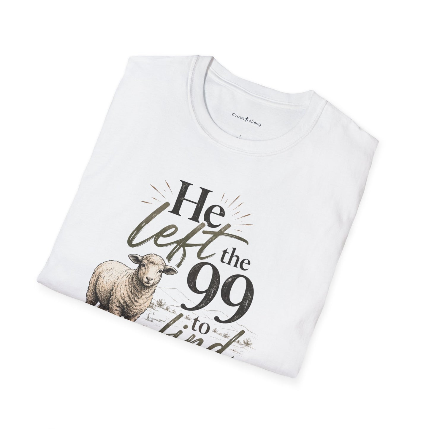 He Left the 99 T-Shirt — Christian Shepherd & Lamb Faith Tee