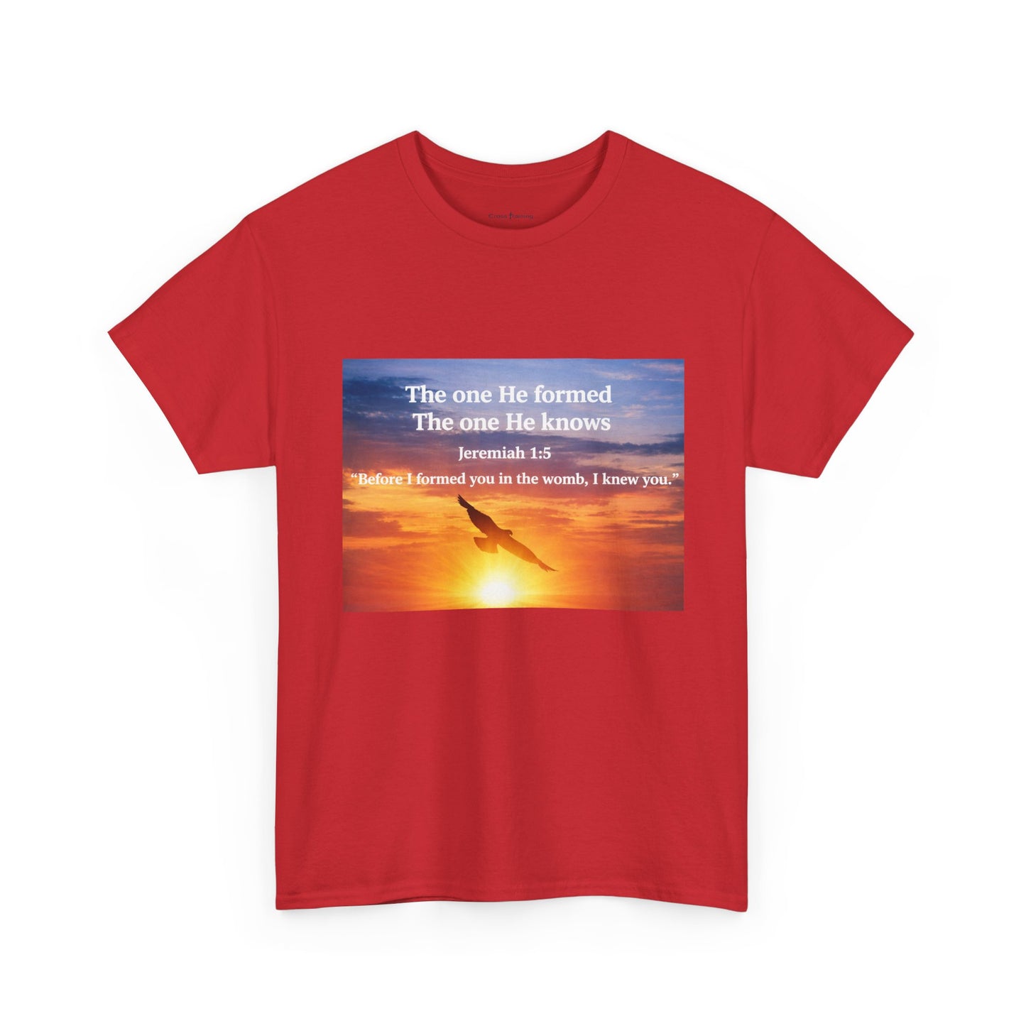 Christian Sunset T-Shirt — "Before I Formed You I Knew You" Scripture Tee