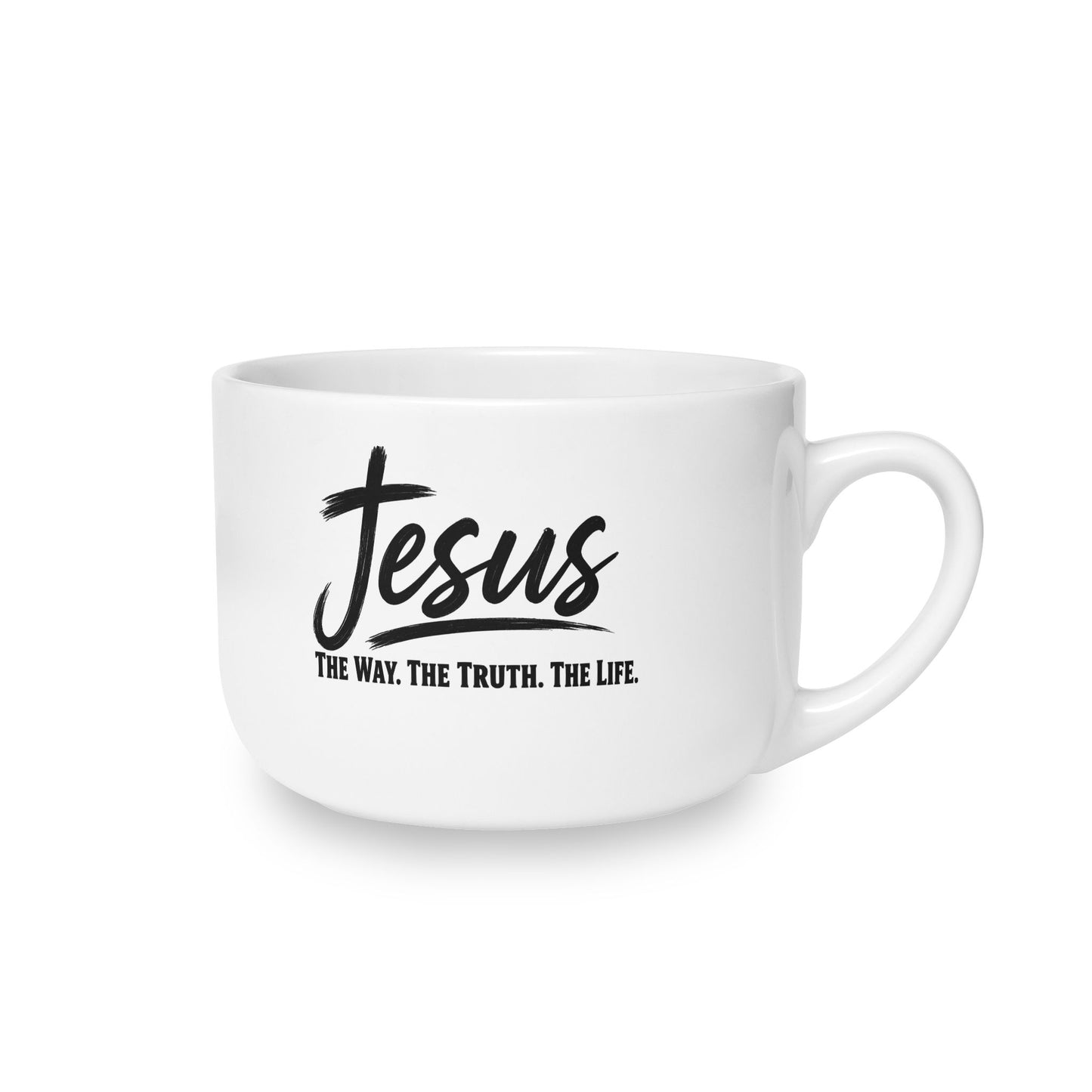 Jesus Latte Mug 25oz — 'Jesus: The Way, The Truth, The Life' White Ceramic Coffee Cup