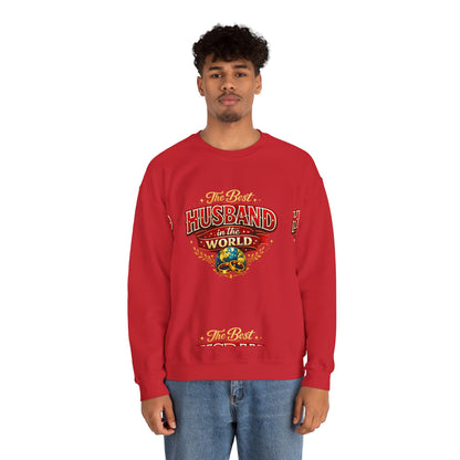 Crewneck Sweatshirt — "The Best Husband in the World" Vintage Globe Gift
