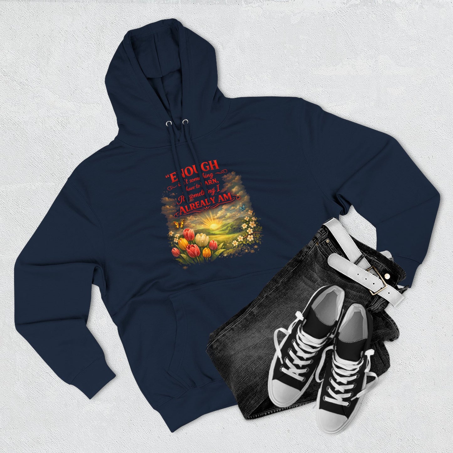 Christian Hoodie — Spiritual Scripture Floral Design ("Even Before He Made the World")