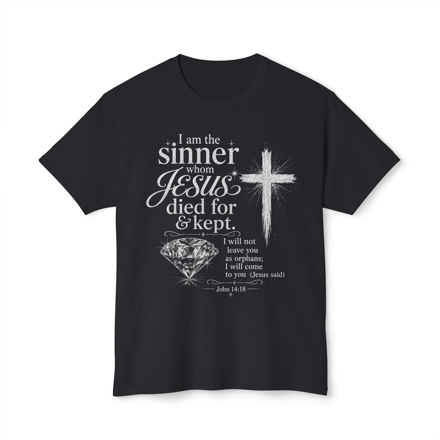 Christian Faith T-Shirt — "I am the sinner whom Jesus died for & kept" Pink Tee