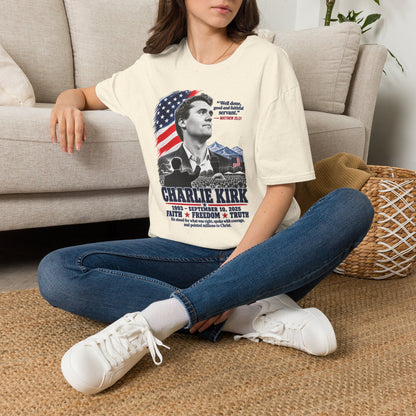 Charlie Kirk Tribute T-Shirt — "Well done, good and faithful servant" Matthew 25:21